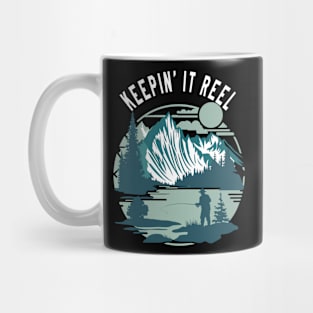 Keepin It Reel Retro Fishing Design Mug